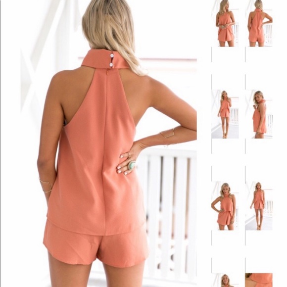 Coral romper . Worn once, - Picture 3 of 8